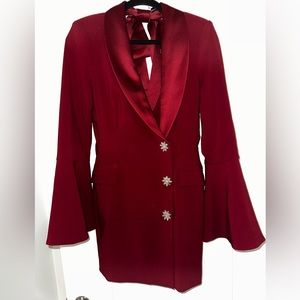 Lavish Alice Rhinestone Embellished Blazer Dress in BURGUNDY